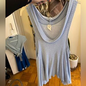 Light blue cowl neck free people tank